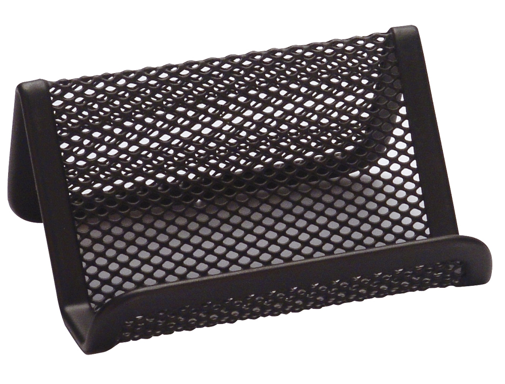 Portatarjetas q-connect metalico negro 11x7,5x5 cm