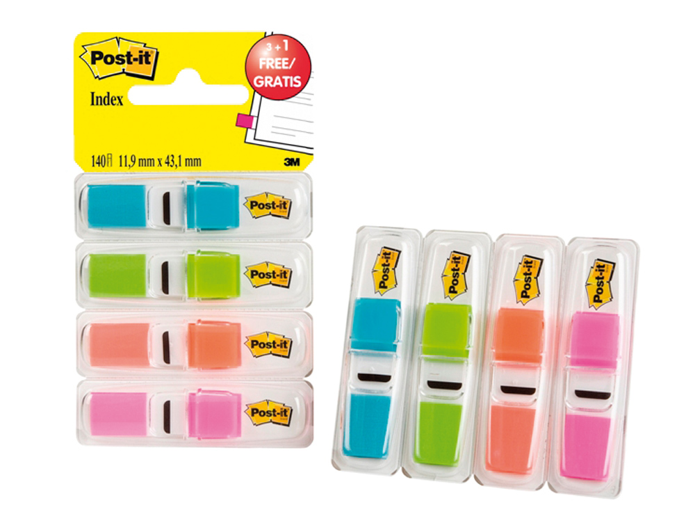 Banderitas señalizadoras post-it 3+1 gratis clipstrip