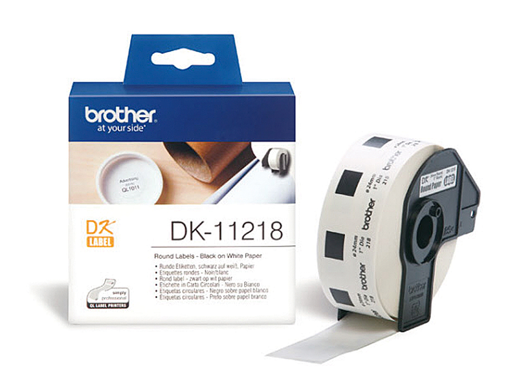 Etiqueta brother dk11218 para impresoras ql-circulares 24 mm -1000 etiquetas-