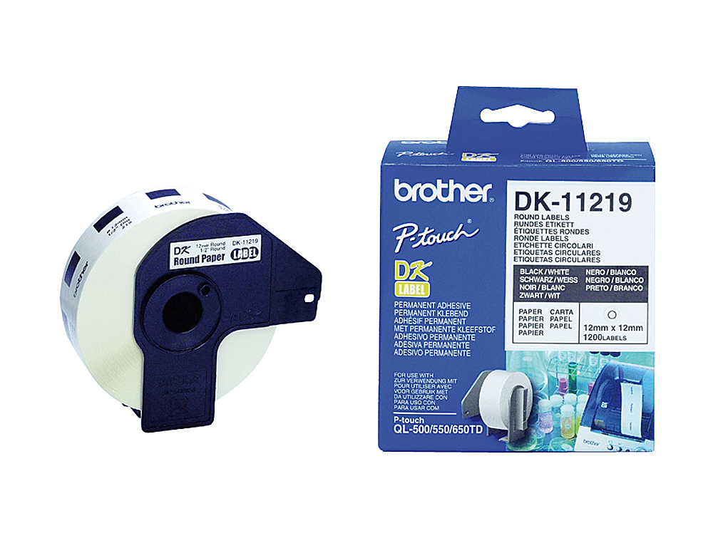 Etiqueta brother dk11219 para impresoras de etiquetas ql-circulares 12 mm 800 etiquetas-