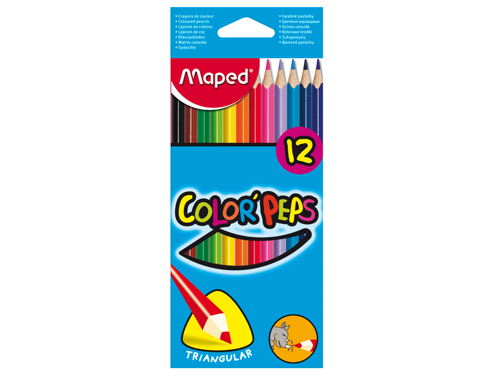 Lapices de colores maped triangulares caja de 12 unidades colores surtidos