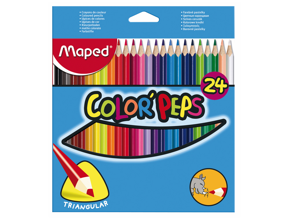 Lapices de colores maped triangulares caja de 24 unidades colores surtidos