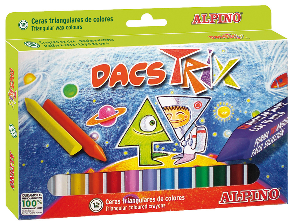 Lapices cera dacstrix triangul caja de 12 colores