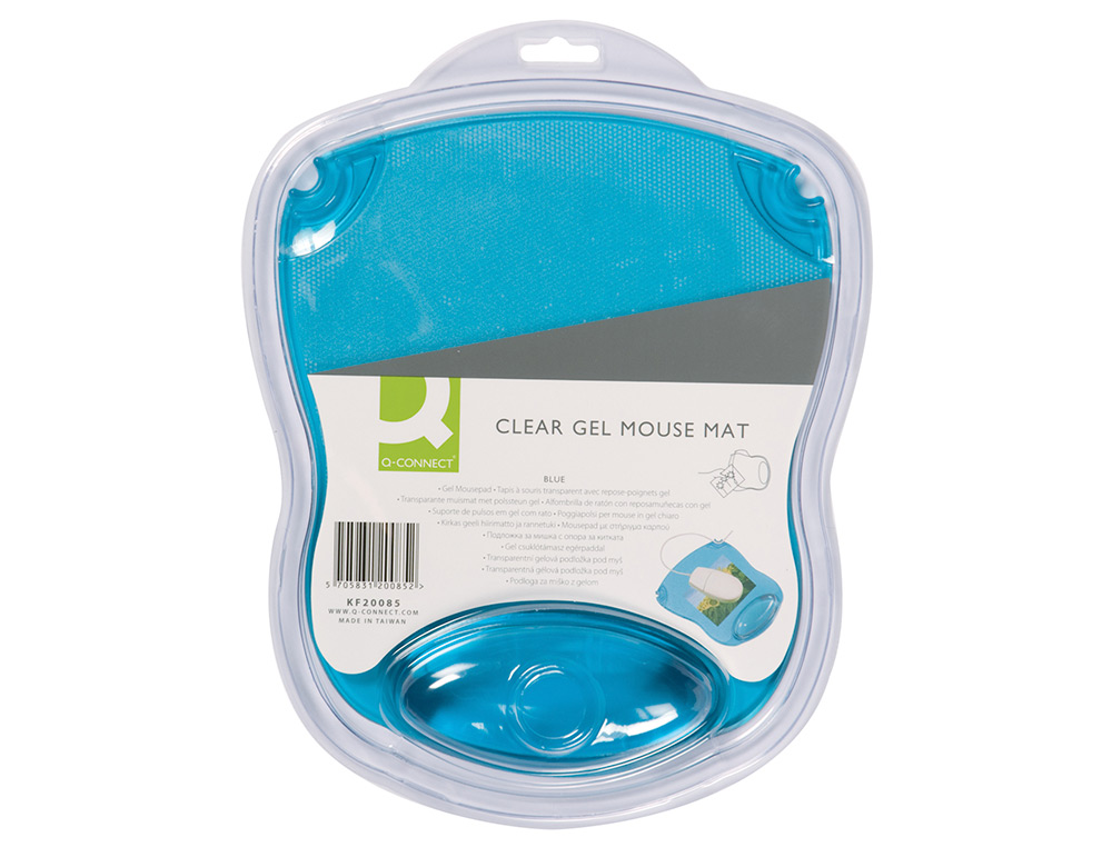 ALFOMBRILLA PARA RATON Q-CONNECT AZUL REPOSAMUECAS DE GEL