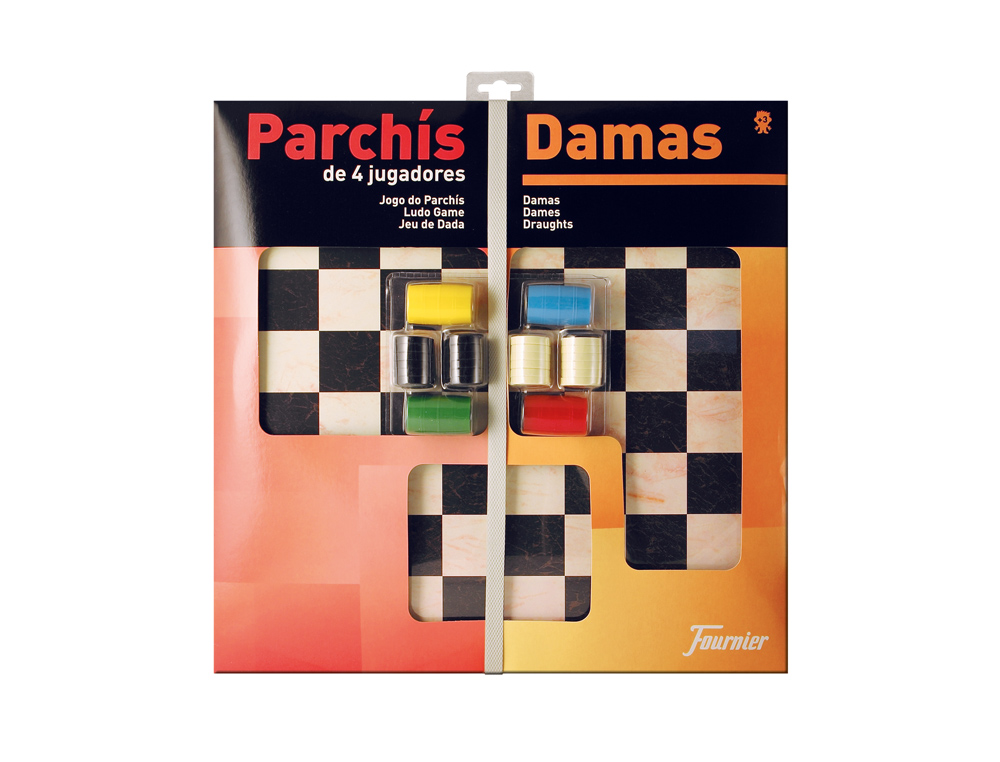 Parchis con damas tablero grande 4 jugadores 41x40x4,5 cm