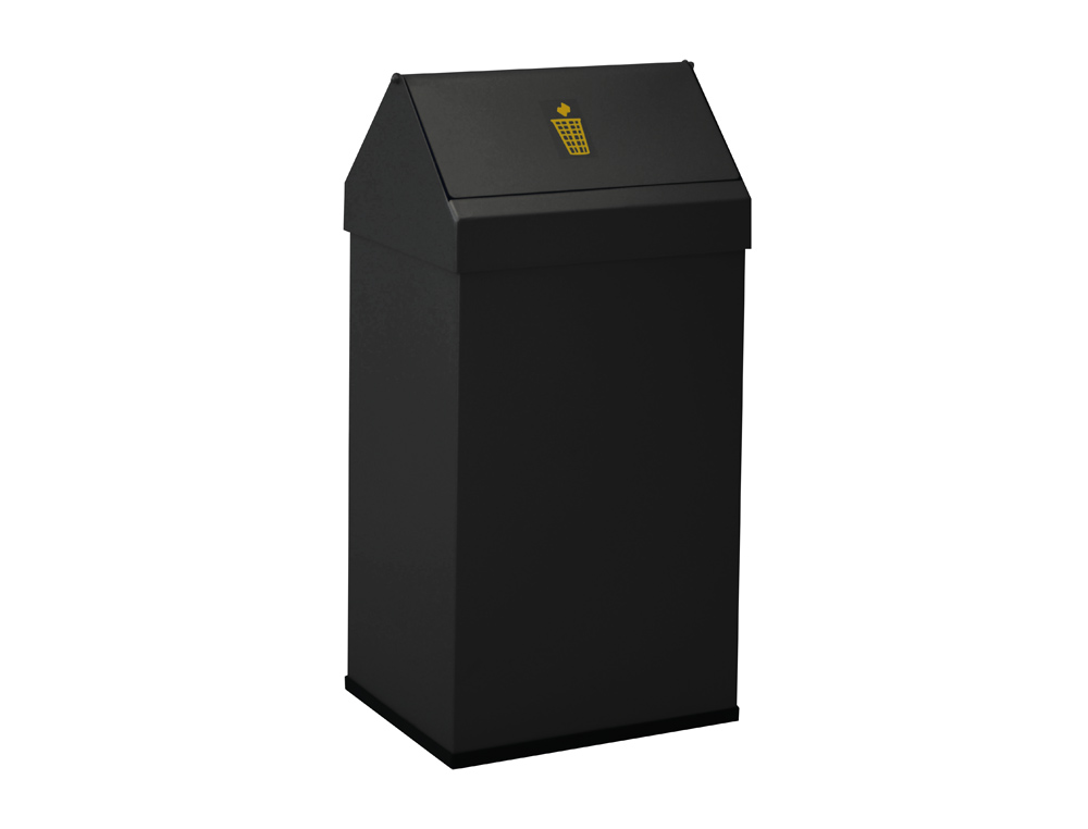 Papelera metalica basculante ganchos interiores aro inferior pvc ancho 32cm alto 65cm fondo 25cm cap