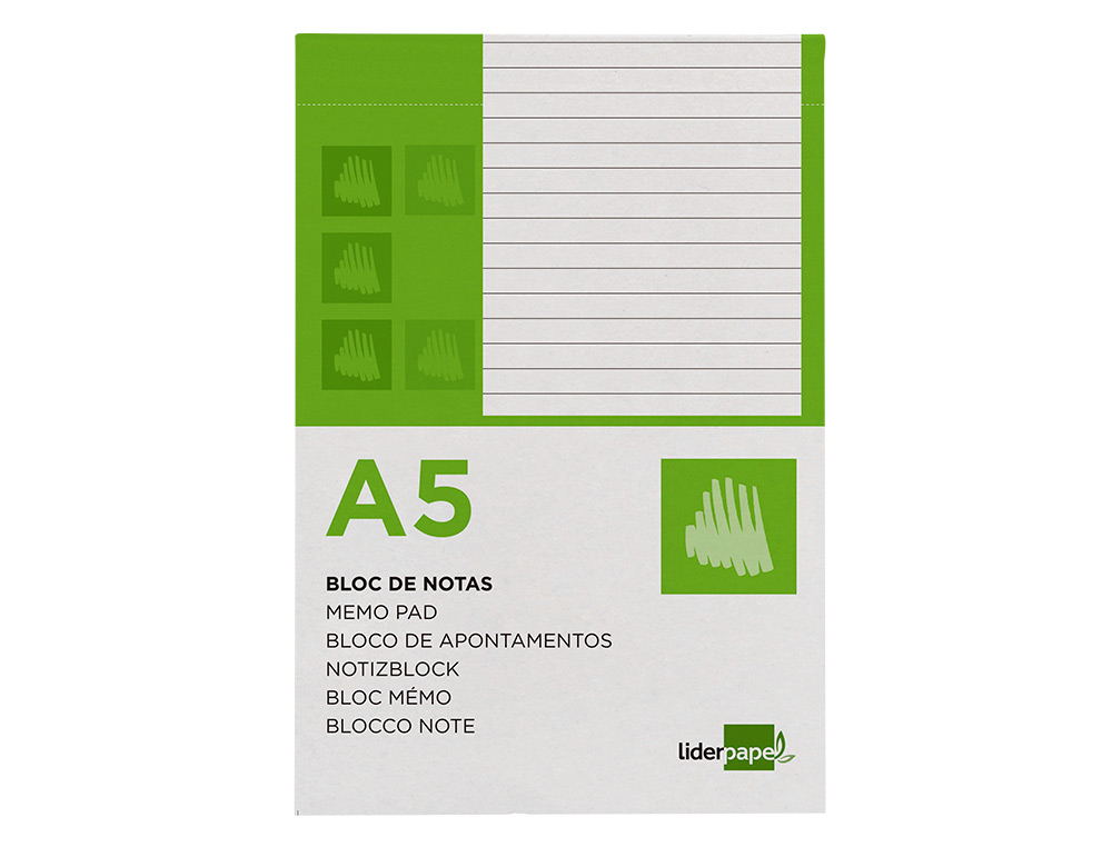 Bloc notas liderpapel horizontal a5 80 hojas 60g/m2 perforado