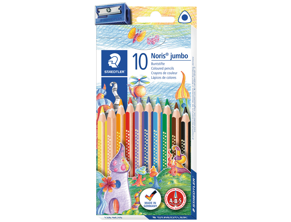 Lapices de colores staedtler noris club triangular jumbo caja de 10 colores+afilalapiz