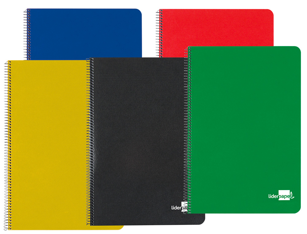 Cuaderno espiral liderpapel cuarto tapa dura 80h 60 gr cuadro 4mm con margen colores surtidos