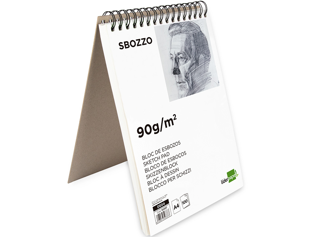 BLOC DIBUJO LIDERPAPEL ESBOZOS ESPIRAL DIN A4 210X297MM 100 HOJAS 90GR/M2 SIN RECUADRO