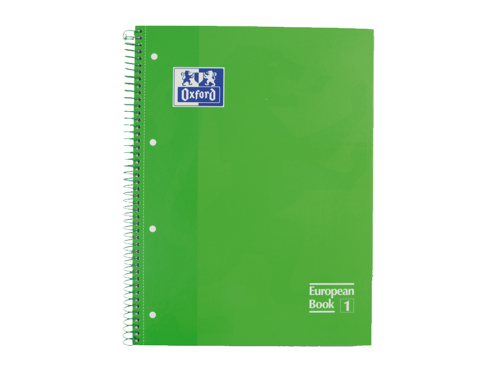 BLOC ESPIRAL OXFORD TAPA EXTRADURA MICROPERFORADO DIN A4 80 HOJAS CUADROS 5MM COLOR VERDE
