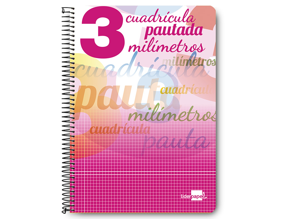 CUADERNO ESPIRAL LIDERPAPEL FOLIO PAUTAGUIA TAPA BLANDA 80H 75 GR CUADRO PAUTADO 3MM CON MARGEN COLORES SURTIDOS