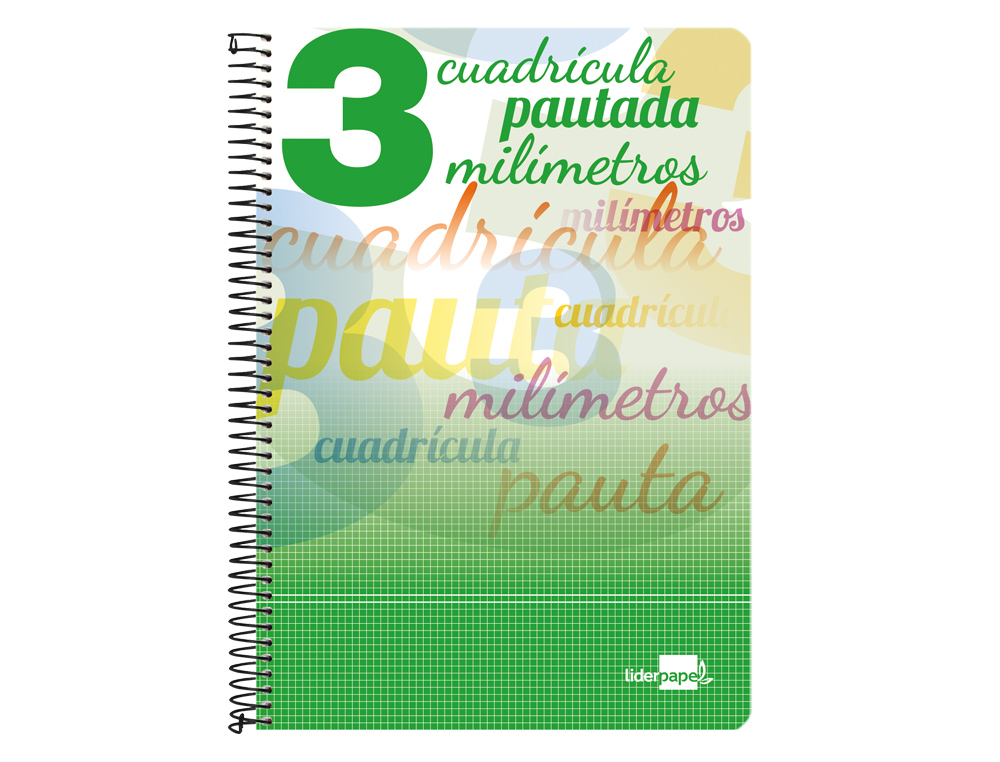 CUADERNO ESPIRAL LIDERPAPEL FOLIO PAUTAGUIA TAPA BLANDA 80H 75 GR CUADRO PAUTADO 3MM CON MARGEN COLORES SURTIDOS