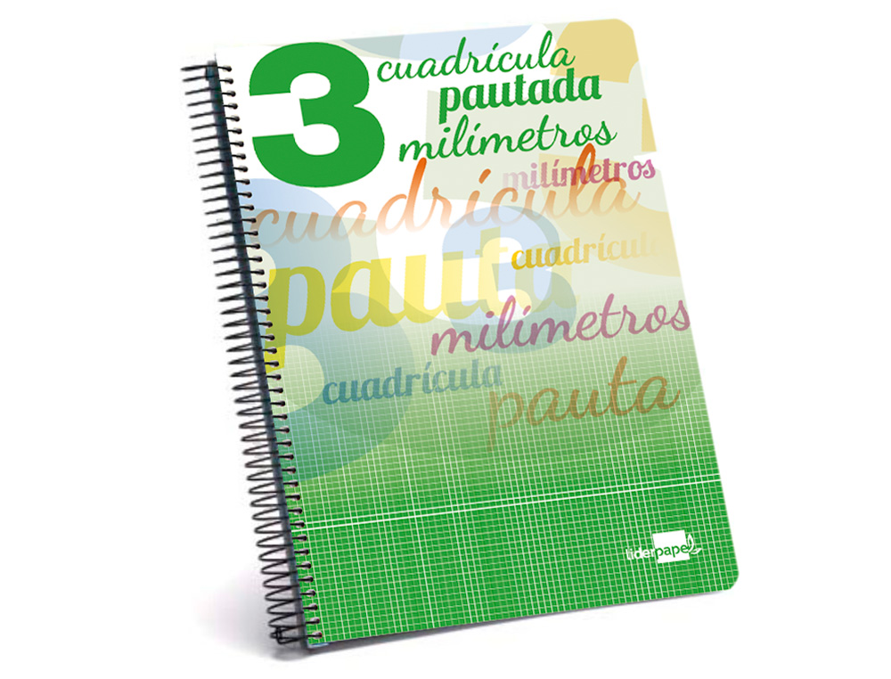 CUADERNO ESPIRAL LIDERPAPEL FOLIO PAUTAGUIA TAPA BLANDA 80H 75 GR CUADRO PAUTADO 3MM CON MARGEN COLORES SURTIDOS