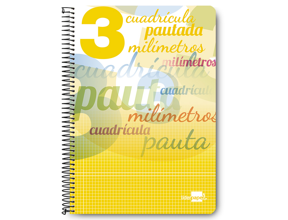 CUADERNO ESPIRAL LIDERPAPEL FOLIO PAUTAGUIA TAPA BLANDA 80H 75 GR CUADRO PAUTADO 3MM CON MARGEN COLORES SURTIDOS