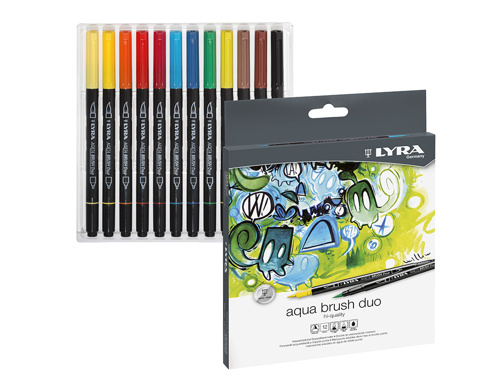 Rotulador lyra aqua brush duo caja de 12 colores