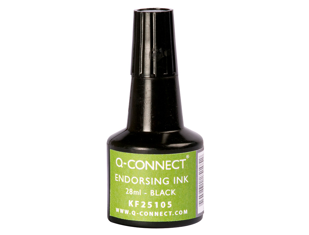 Tinta tampon q-connect negro bote 28 ml