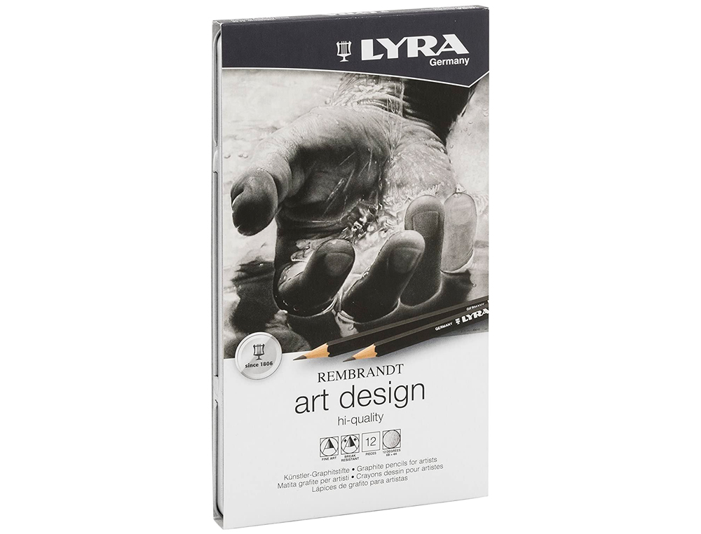 Lapices de grafito lyra rembrand art design caja de 12 graduaciones 6b-5b-4b-3b 2b-b-hb-f-h-2h-3h-4h