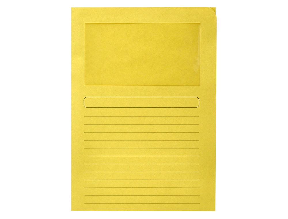 SUBCARPETA CARTULINA Q-CONNECT DIN A4 AMARILLA CON VENTANA TRANSPARENTE 120 GR