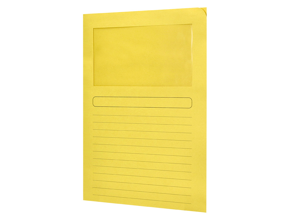 SUBCARPETA CARTULINA Q-CONNECT DIN A4 AMARILLA CON VENTANA TRANSPARENTE 120 GR