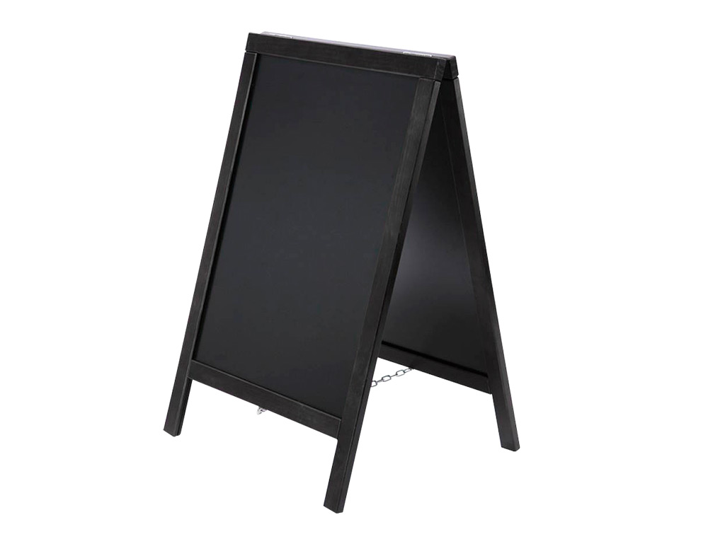 PIZARRA NEGRA LIDERPAPEL CABALLETE DOBLE CARA DE MADERA CON SUPERFICIE PARA ROTULADORES TIPO TIZA 55X85 CM