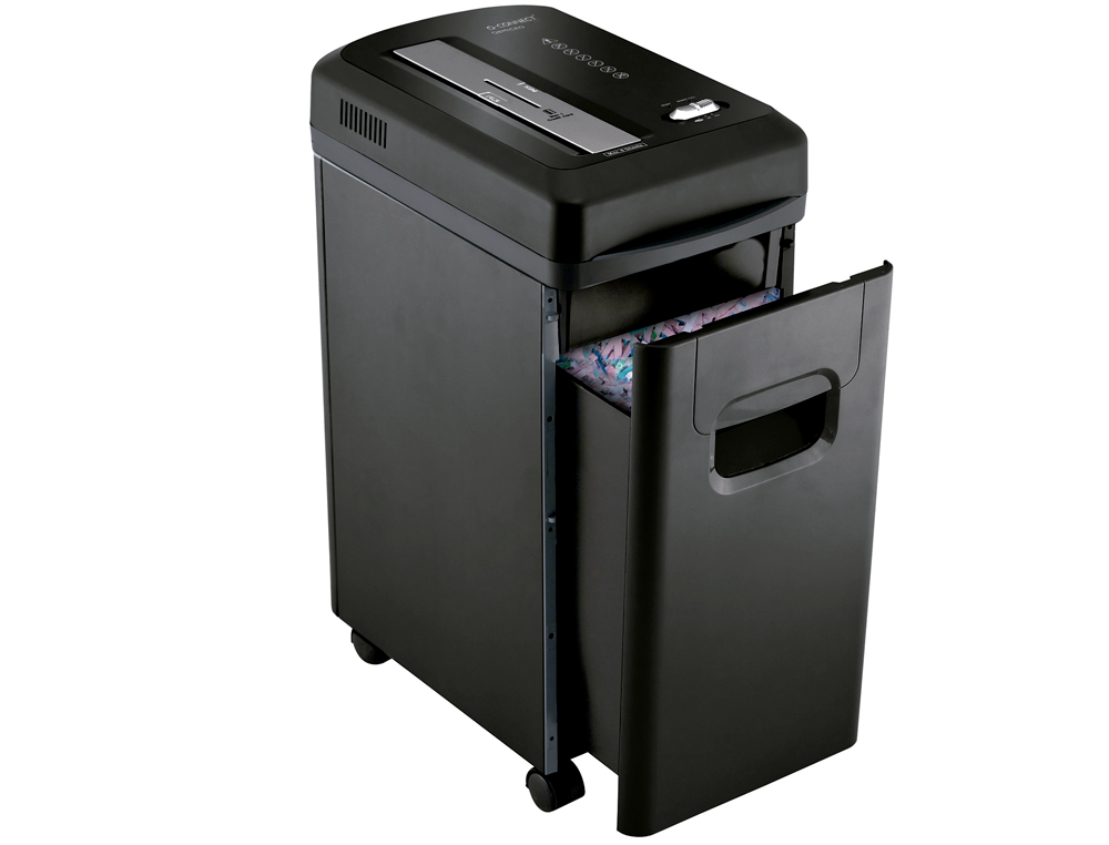 Destructora de documentos q-connect kf15547 capacidad de corte 8 h destruye grapas clips y tarjetas papelera 15l