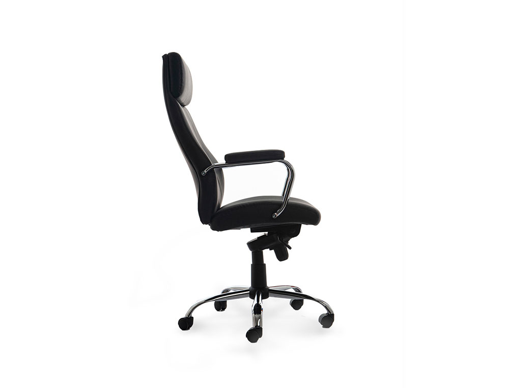 CADEIRA DE DIRECAO ROCADA MITACAO DE PELE COM BRACOS METALICOS SISTEMA VASCULANTE 1180X530 MM