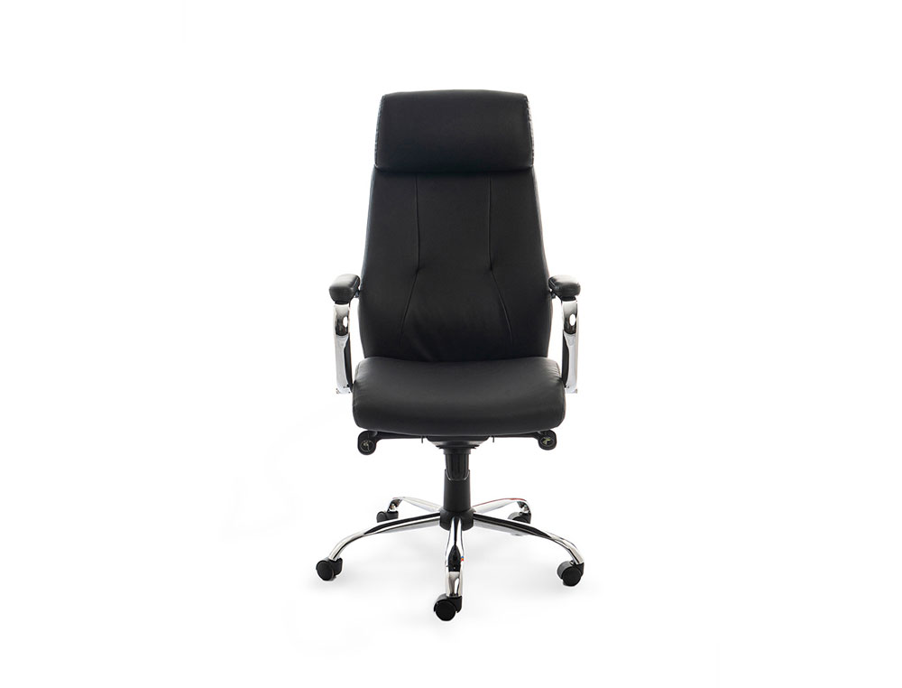 CADEIRA DE DIRECAO ROCADA MITACAO DE PELE COM BRACOS METALICOS SISTEMA VASCULANTE 1180X530 MM