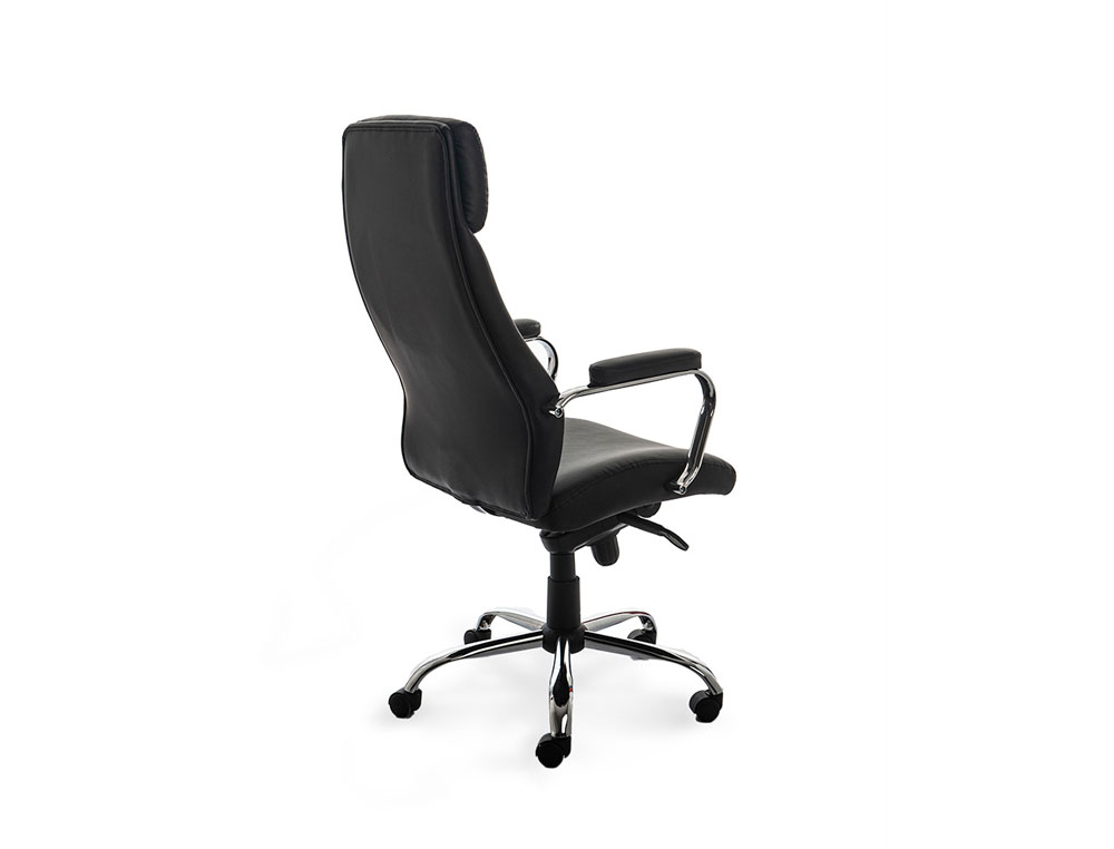 CADEIRA DE DIRECAO ROCADA MITACAO DE PELE COM BRACOS METALICOS SISTEMA VASCULANTE 1180X530 MM