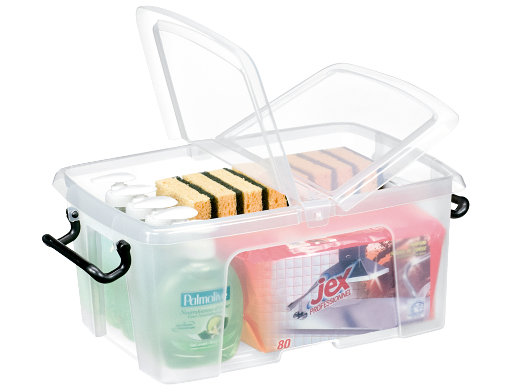 CONTENEDOR PLASTICO CEP 12 LITROS 405X295X183 MM TRANSPARENTE CON TAPA Y CIERRE HERMETICO