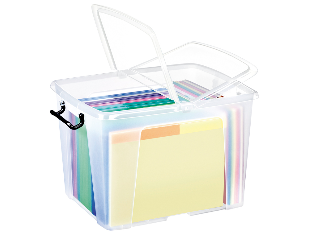 CONTENEDOR PLASTICO CEP 40 LITROS 397X498X329 MM TRANSPARENTE CON TAPA Y CIERRE HERMETICO