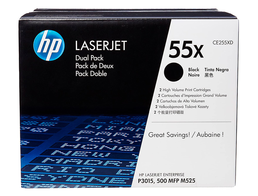Toner hp laserjet ce255xd negro 12500 pag pack 2