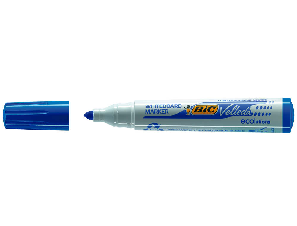 Rotulador bic velleda para pizarra azul punta redonda 1,3 mm