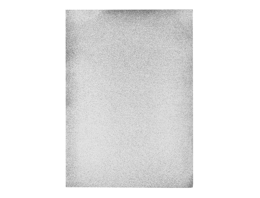 GOMA EVA CON PURPURINA BIODEGRADABLE LIDERPAPEL 50X70CM 60G/M2 ESPESOR 2 MM PLATA