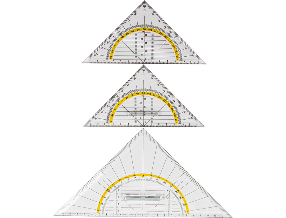 ESCUADRA LIDERPAPEL GEOMETRIA 16 CM PLASTICO CRISTAL CON PESTAA DE SUJECCION