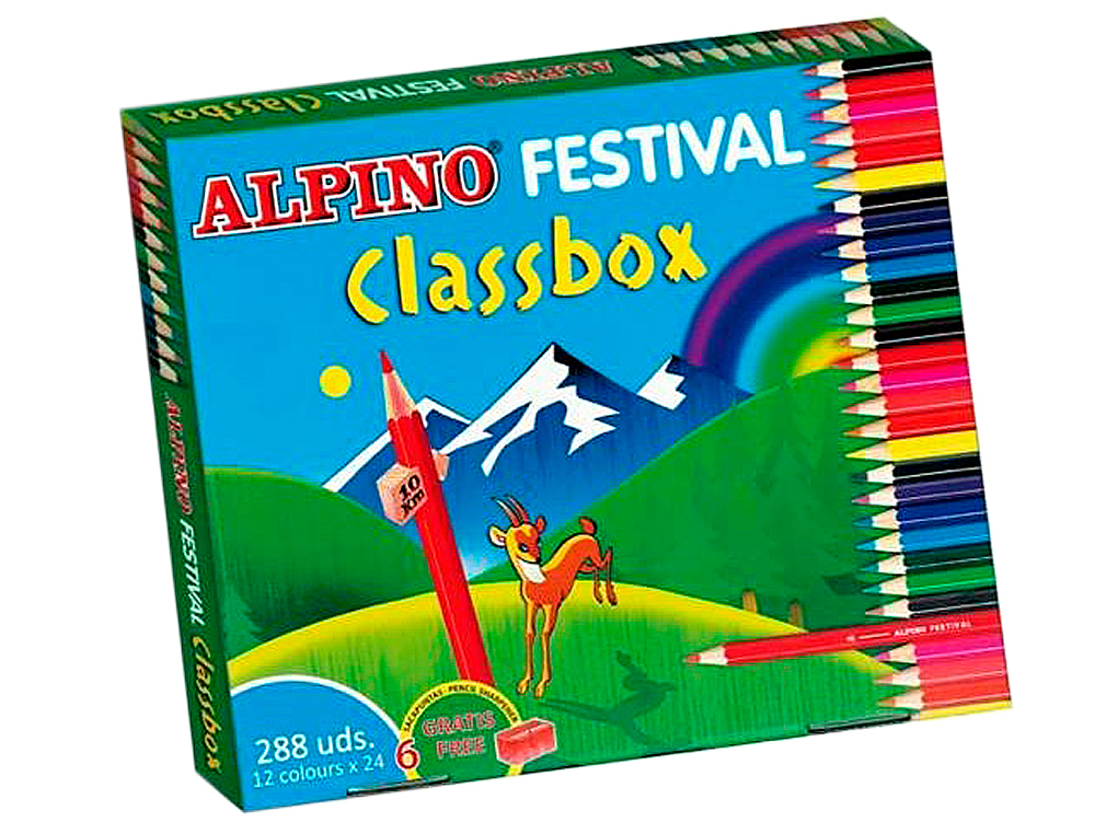 Lapices de colores alpino festival classbox caja de 288 unidades 12 colores surtidos