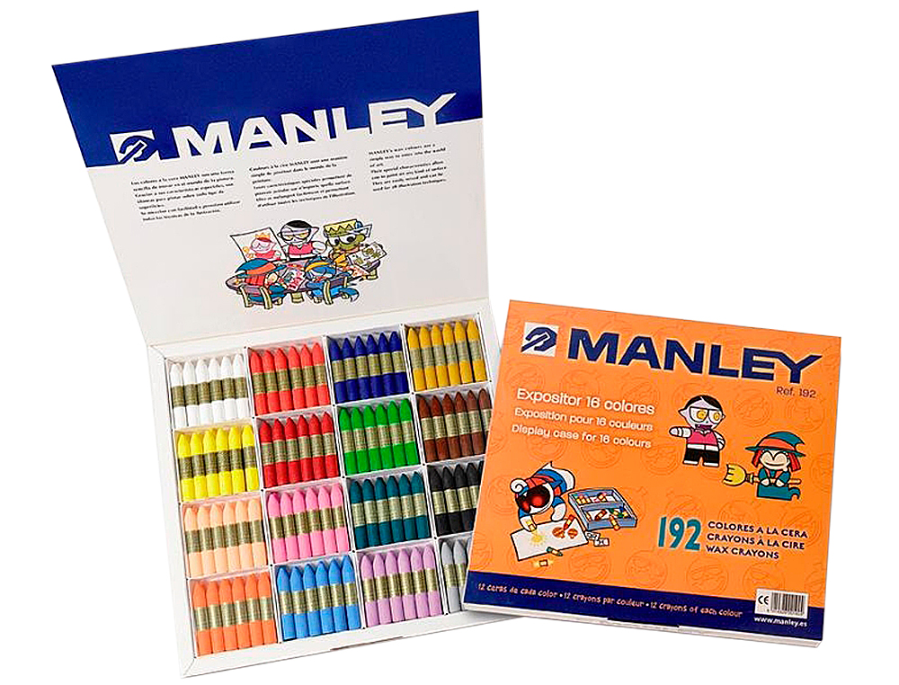 Lapices cera manley school pack de 192 unidades colores surtidos 16 x color