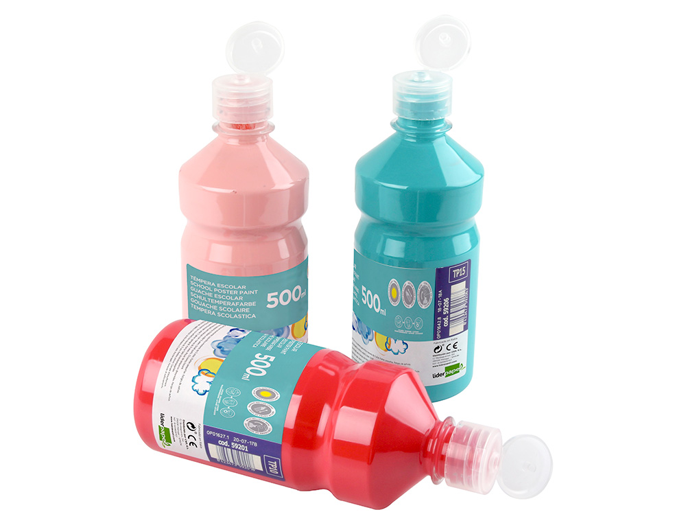 TEMPERA LIQUIDA LIDERPAPEL ESCOLAR 500 ML ROJO