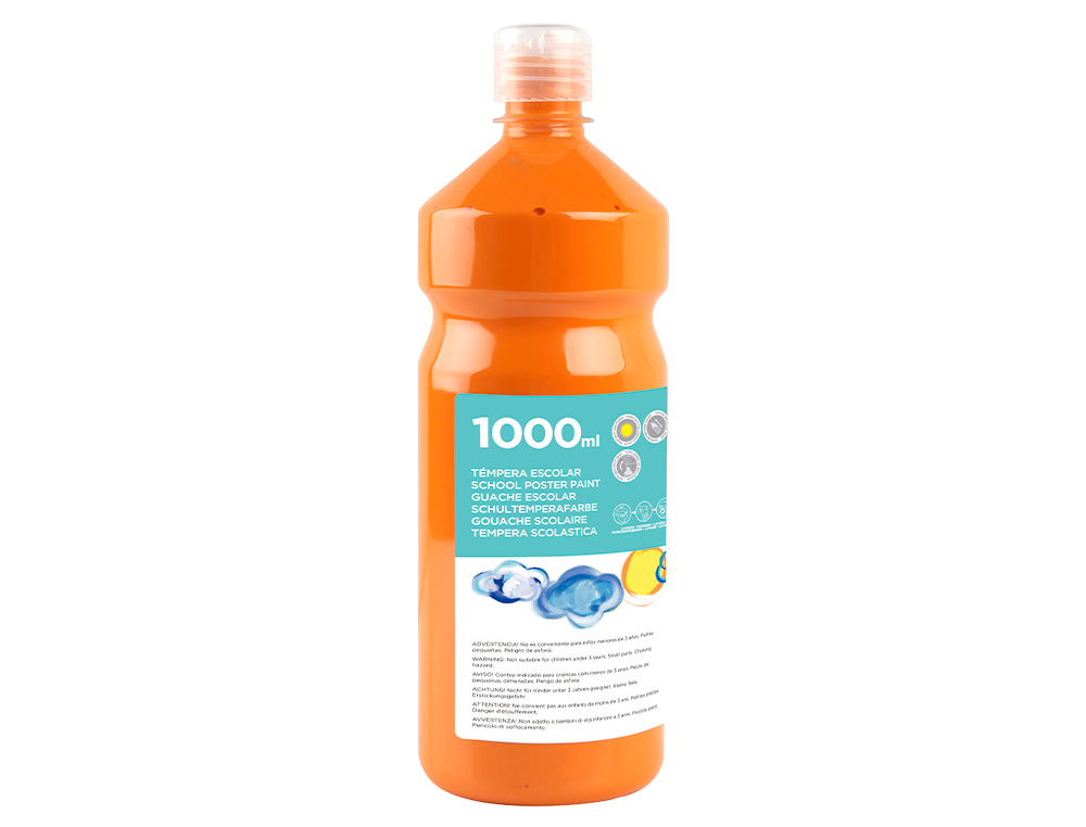 Tempera liquida liderpapel escolar 1000 ml naranja