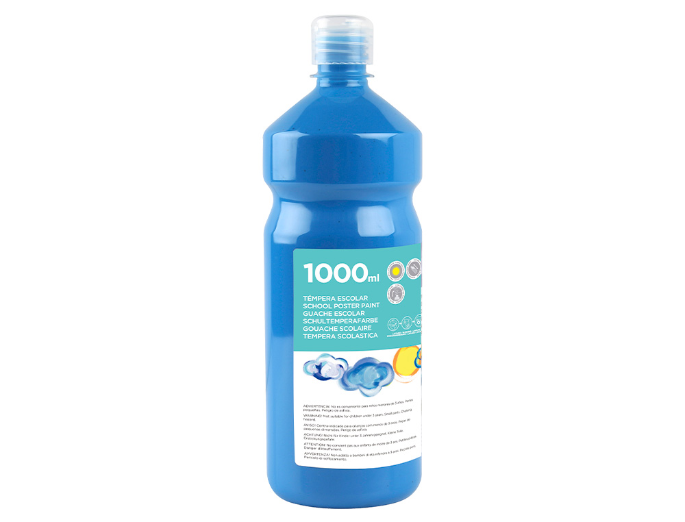 Tempera liquida liderpapel escolar 1000 ml azul