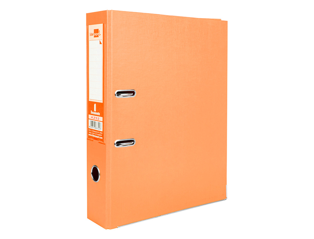 Archivador de palanca liderpapel folio documenta forrado pvc con rado lomo 75mm naranja con compresor