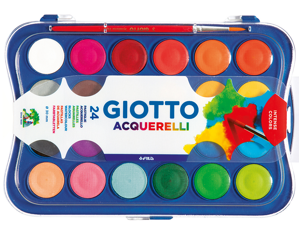 Acuarela Giotto 24 Colores Estuche de Plastico. Acuarelas para niños . La  Superpapelería