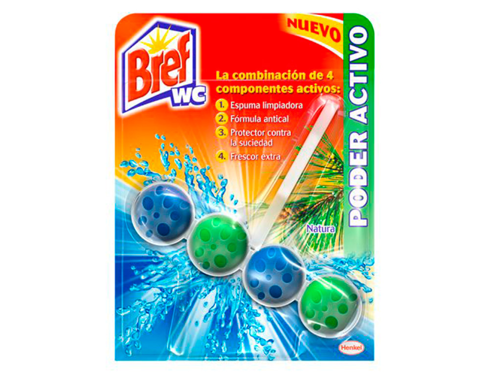 Desinfectante y ambientador de inodoro bref wc poder activo cloro 50 g blister de 2 unidades