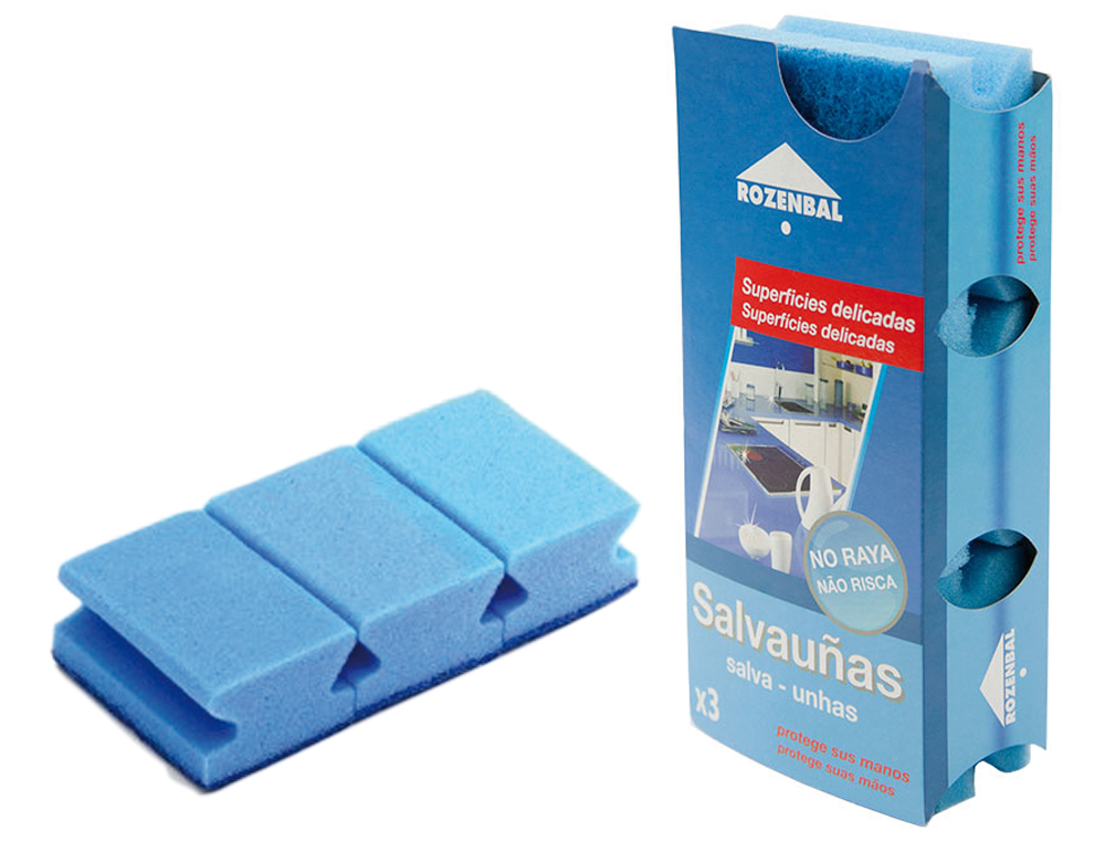 Estropajo salvauñas azul bicapa pack de 3 unidades