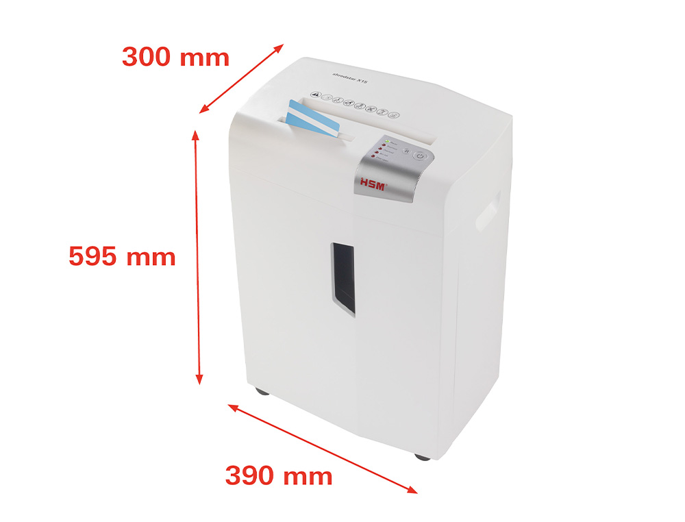 DESTRUCTORA DE DOCUMENTOS HSM SHREDSTAR X15 CAPACIDAD DE CORTE 15 H EN PARTICULAS DESTRUYEGRAPAS CLIPS CD Y TARJETAS