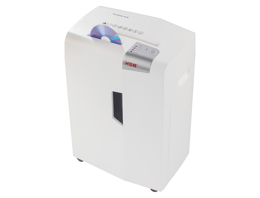 DESTRUCTORA DE DOCUMENTOS HSM SHREDSTAR X15 CAPACIDAD DE CORTE 15 H EN PARTICULAS DESTRUYEGRAPAS CLIPS CD Y TARJETAS