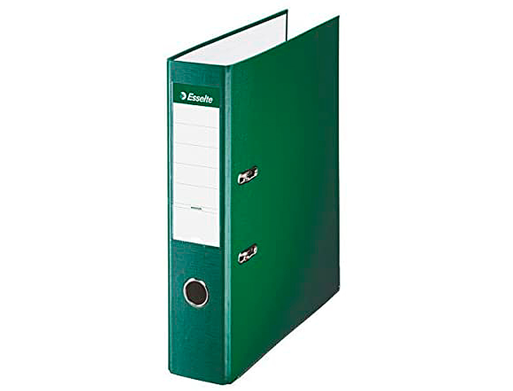 Archivador de palanca esselte carton forrado pvc folio lomo de 75 mm con rado verde