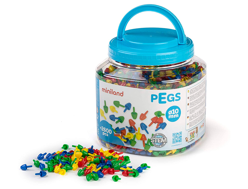 Juego miniland pegs bote de 2600 piezas de 10 mm