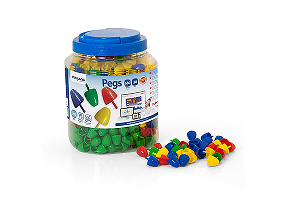 Juego miniland pegs bote de 650 piezas de 20 mm