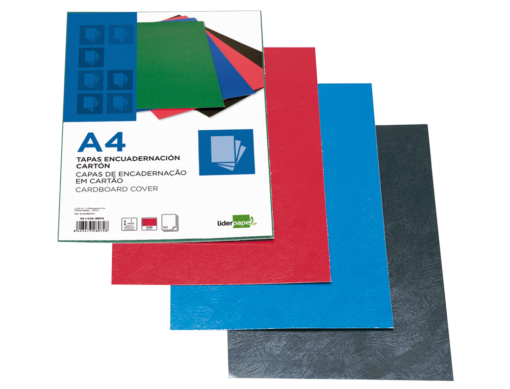 TAPA ENCUADERNACION LIDERPAPEL CARTON A4 1MM ROJA PAQUETE DE 50 UNIDADES
